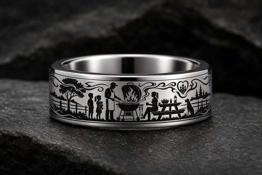 Backyard Grill Dad Ring Story: Smoke, stories, and home. ring mockup