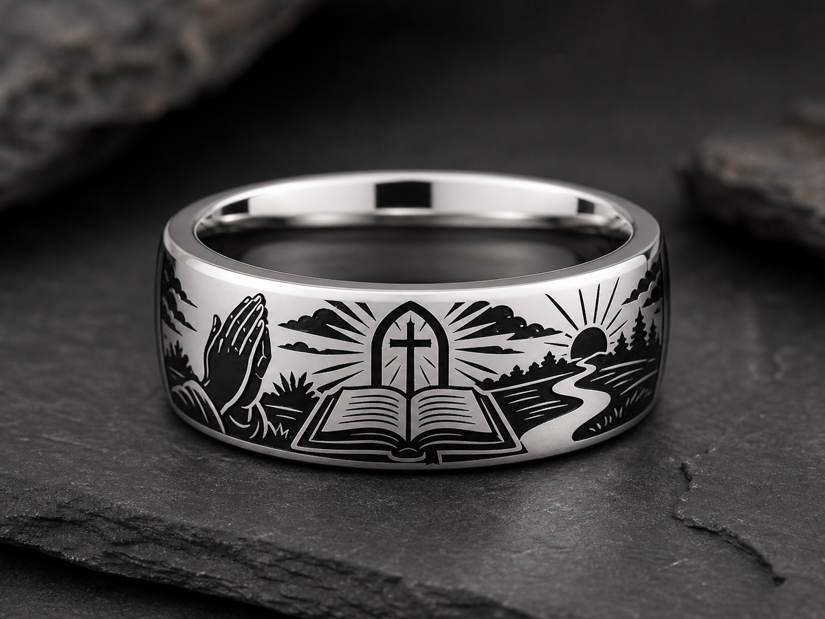 Pastor Father Ring Story: Faithful in the quiet. ring mockup