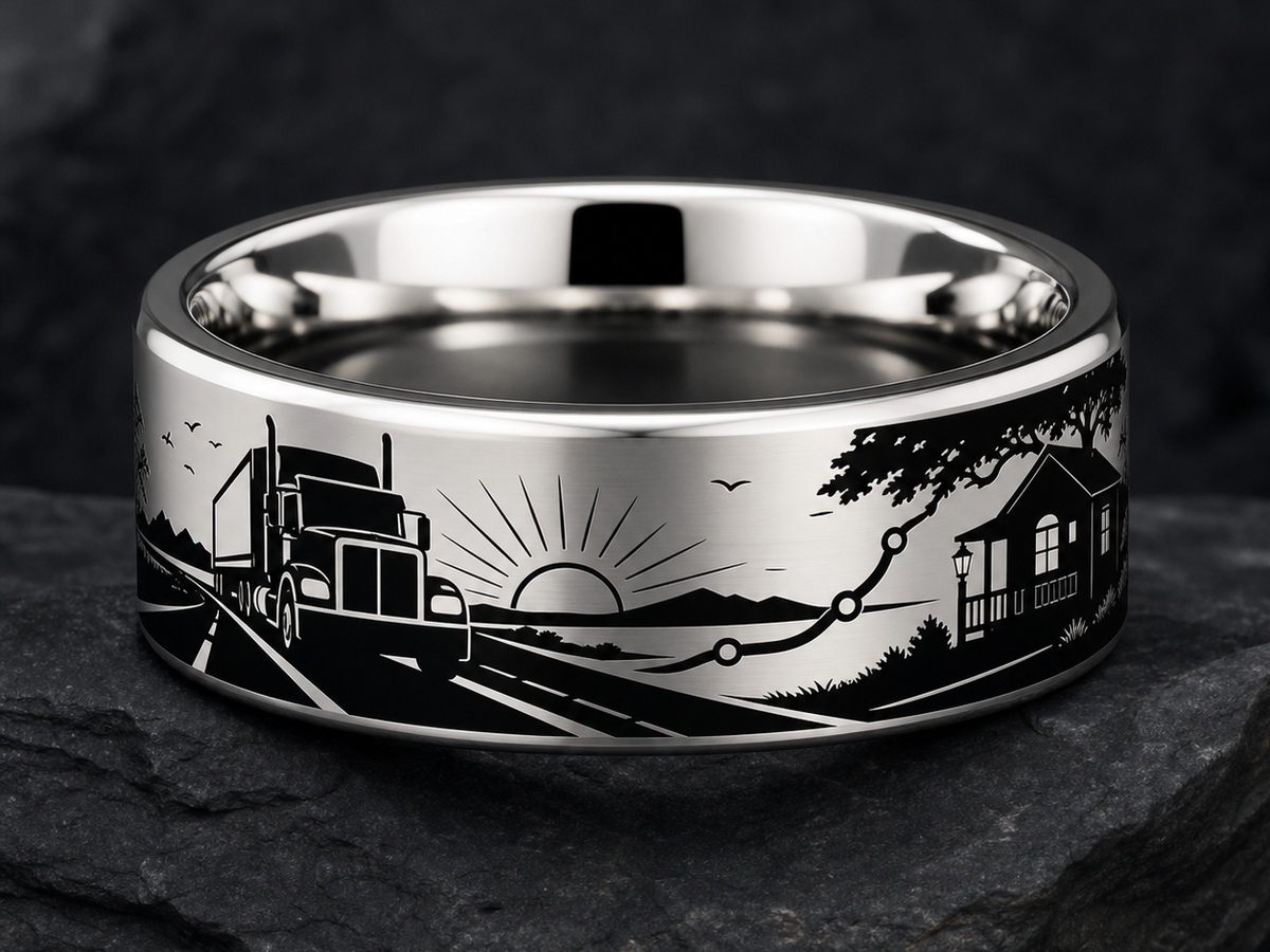 Truck Driver Dad Ring Story: Every mile came home. ring mockup
