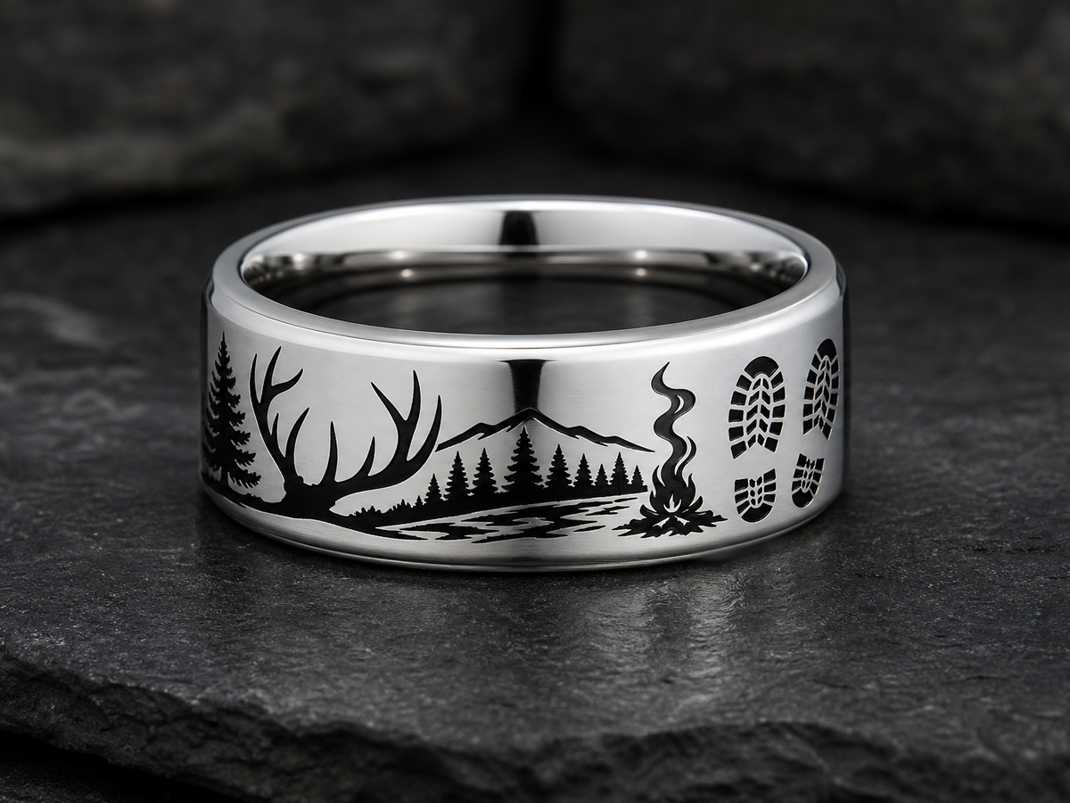 Hunter Father Ring Story: The woods remember us. ring mockup
