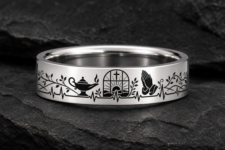 Nurse Mom Ring Story: Gentle hands, steady heart. ring mockup