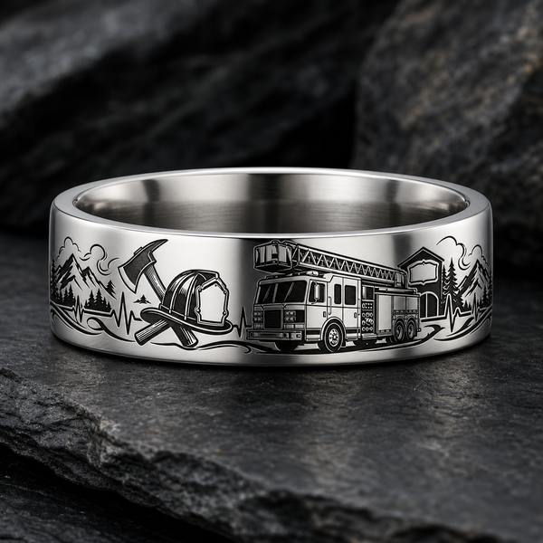 Dog Memorial Ring Story: Always home with us. ring mockup
