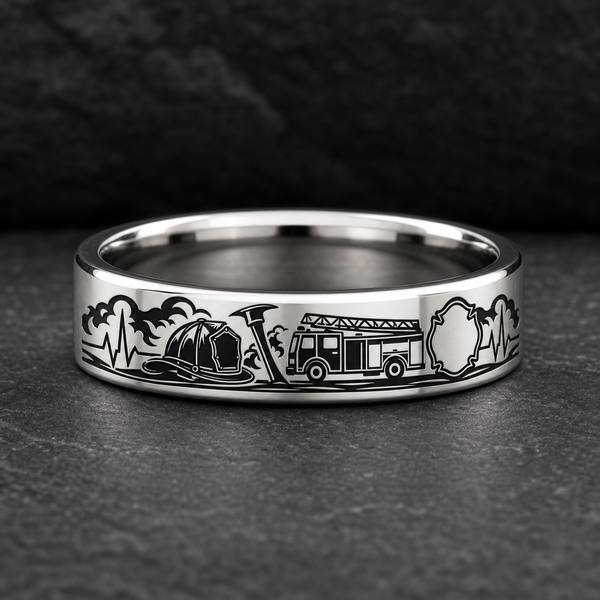 Firefighter Dad Ring Story: Courage came home. ring mockup