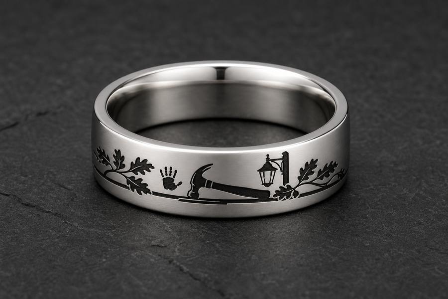 Woodworker Father Ring Story: Made with time and love. ring mockup
