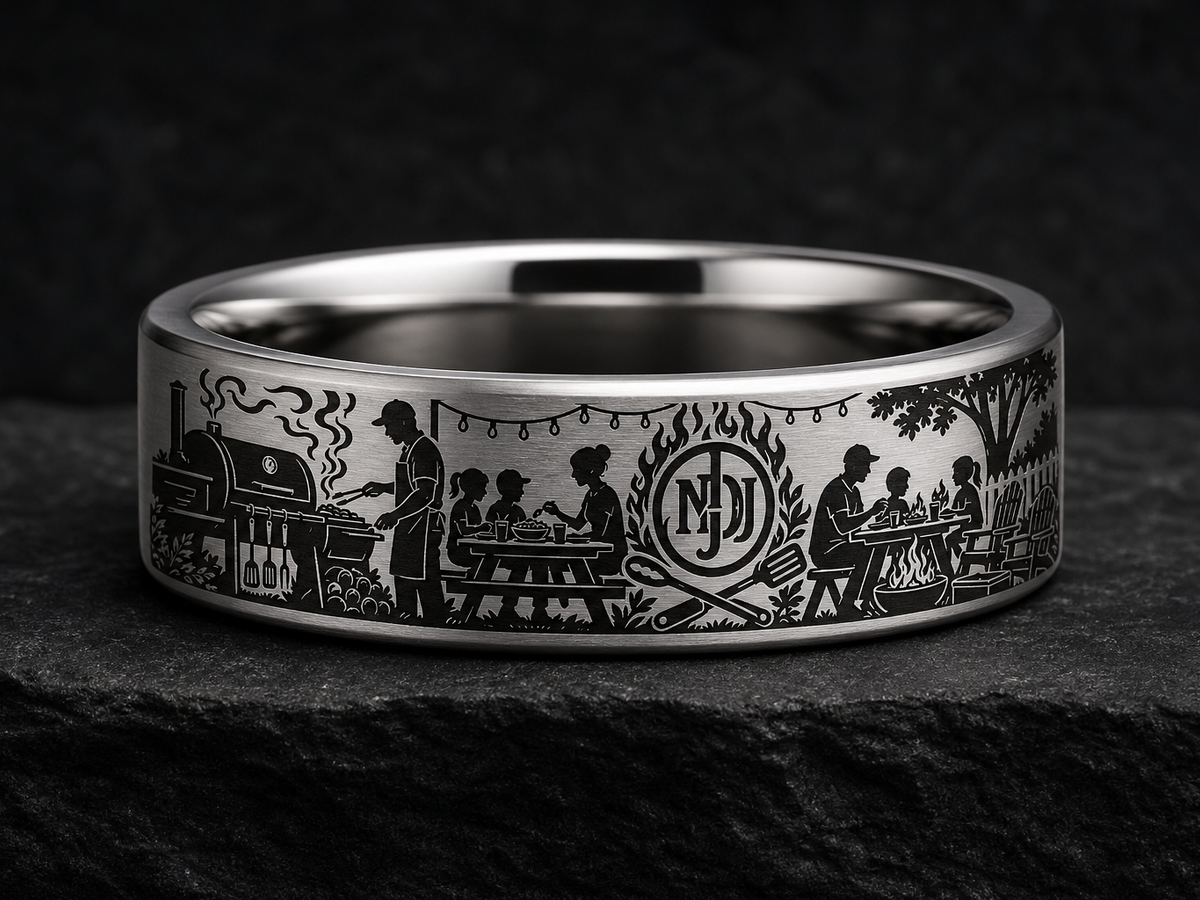 Backyard Grill Dad Ring Story: Smoke, stories, and home. ring mockup