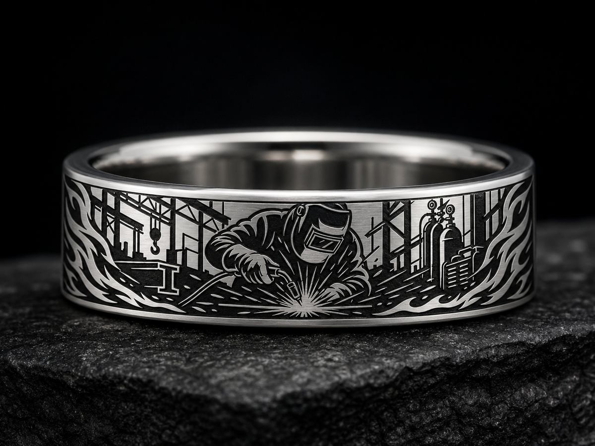 Welder Father Ring Story: You made it hold. ring mockup