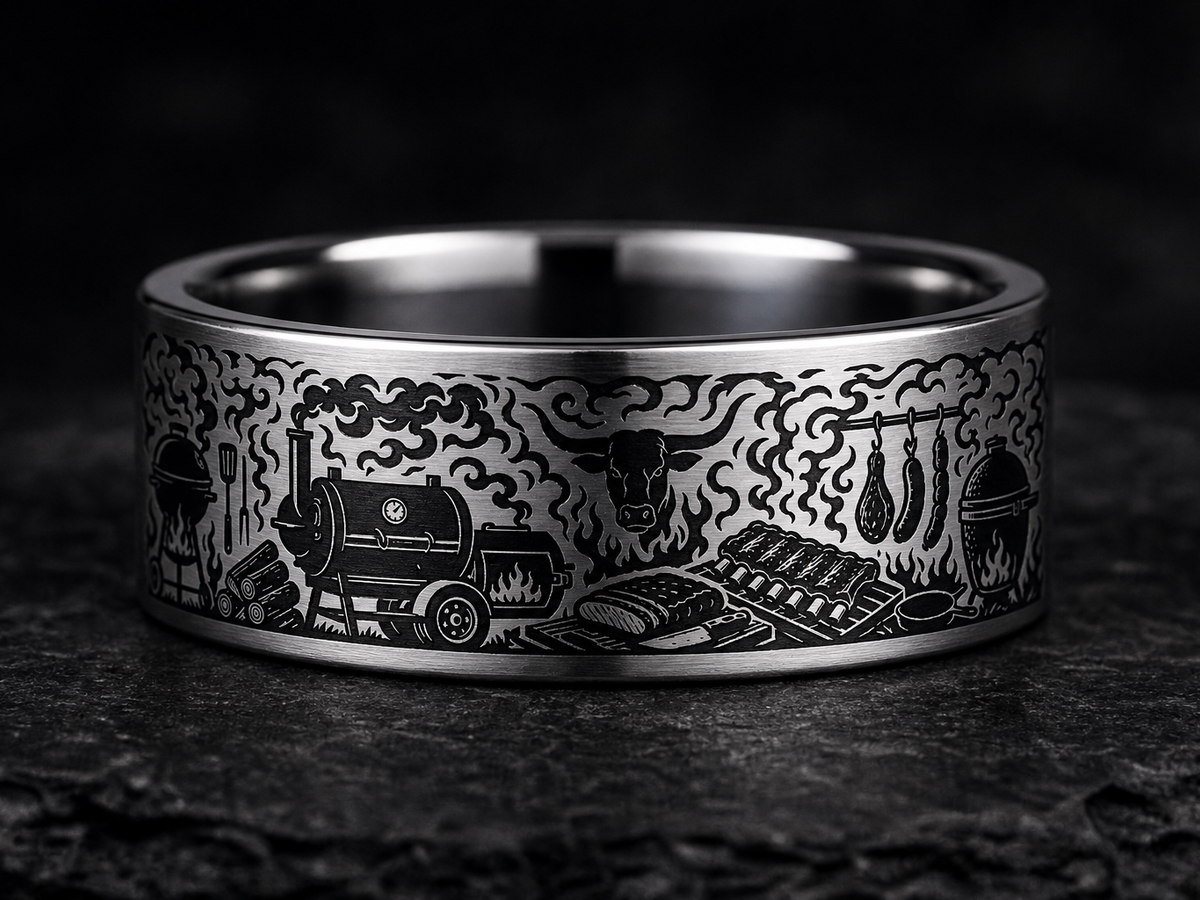 Backyard Grill Dad Ring Story: Smoke, stories, and home. ring mockup