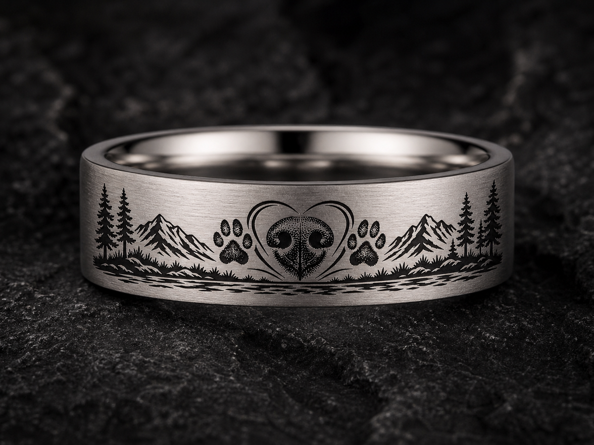 Dog Owner Ring Story: Always glad you came home. ring mockup