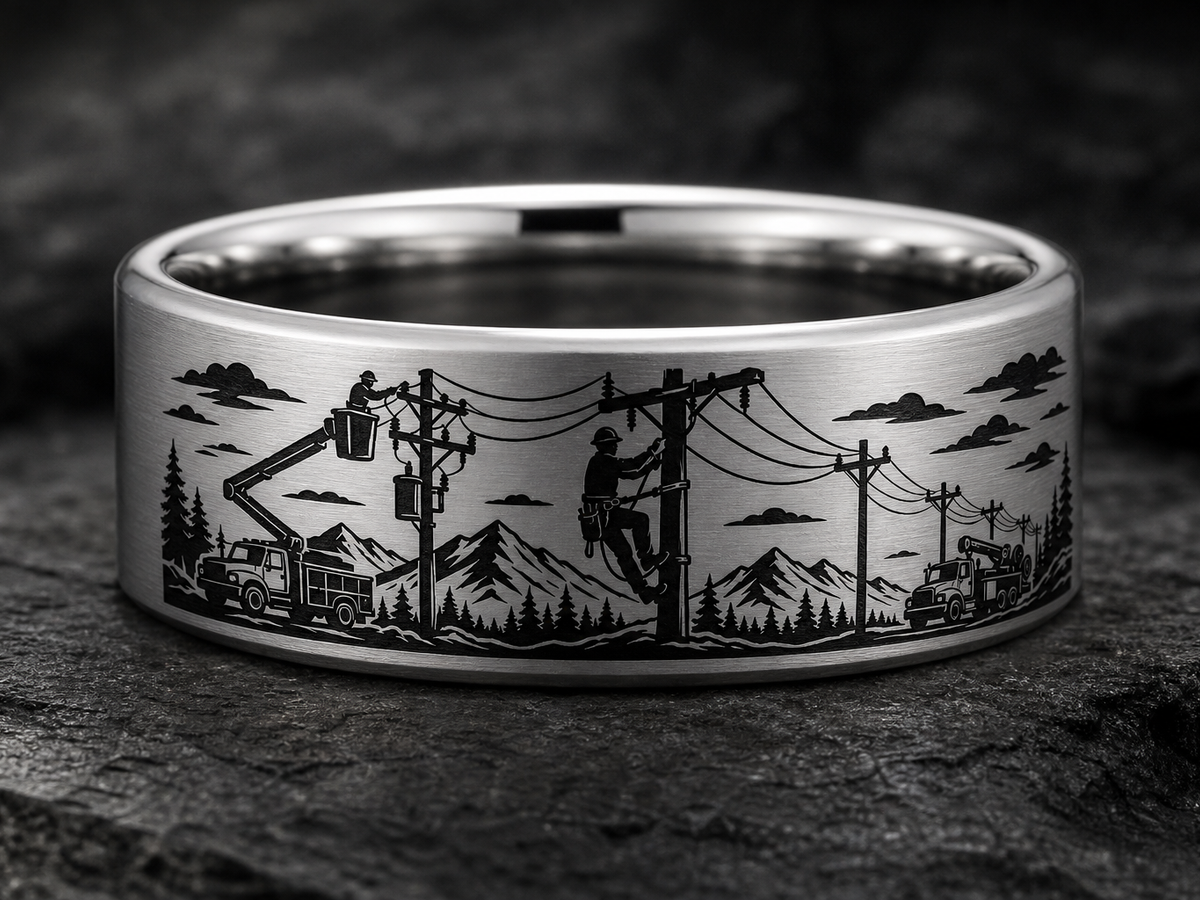 Lineman Husband Ring Story: You brought the light home. ring mockup
