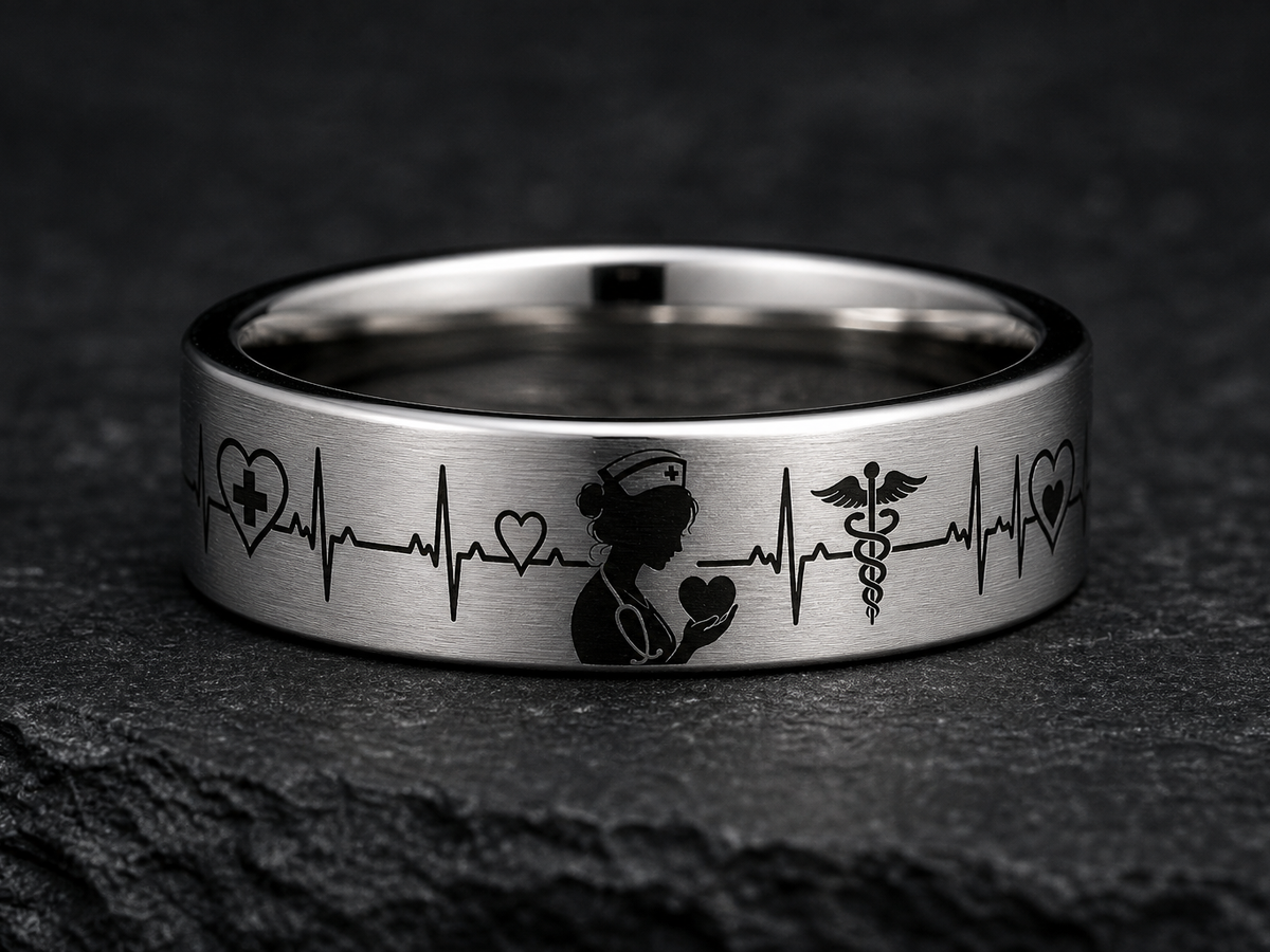 Nurse Mom Ring Story: Gentle hands, steady heart. ring mockup