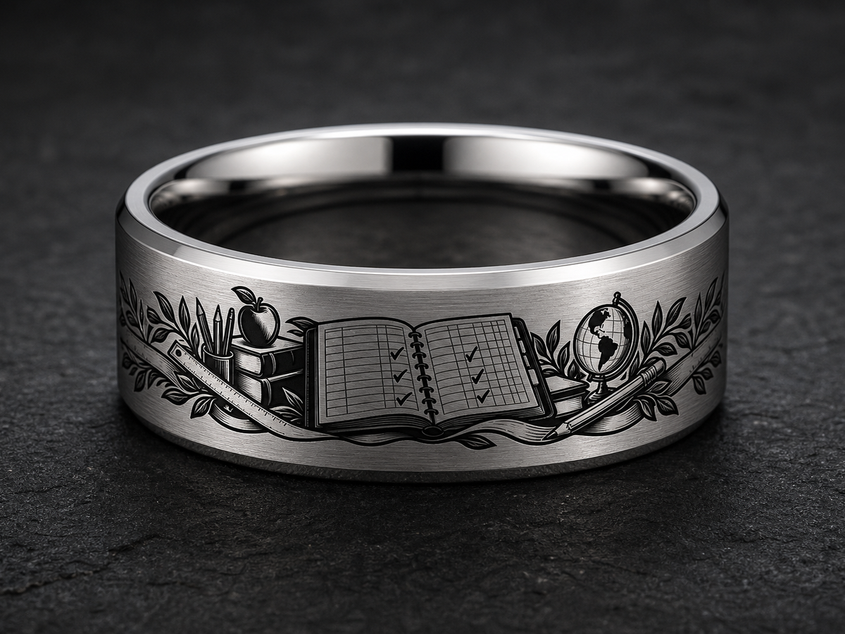 Teacher Dad Ring Story: You taught us to rise. ring mockup
