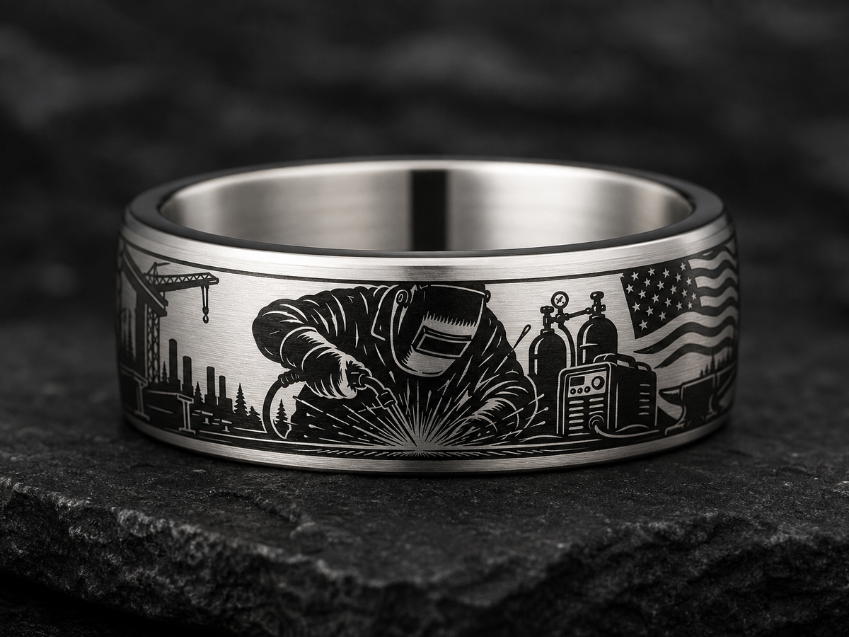 Welder Father Ring Story: You made it hold. ring mockup