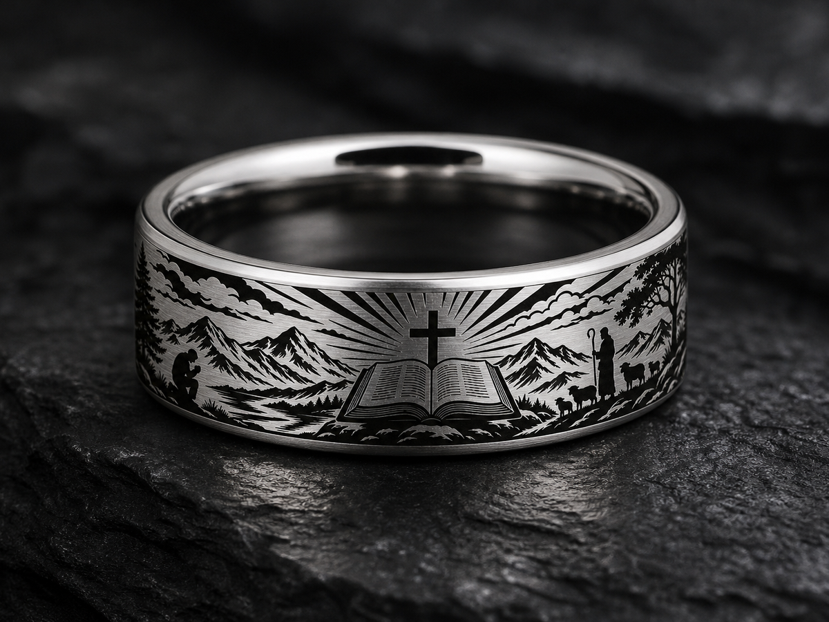 Faithful Husband Ring Story: Faith held us steady. ring mockup