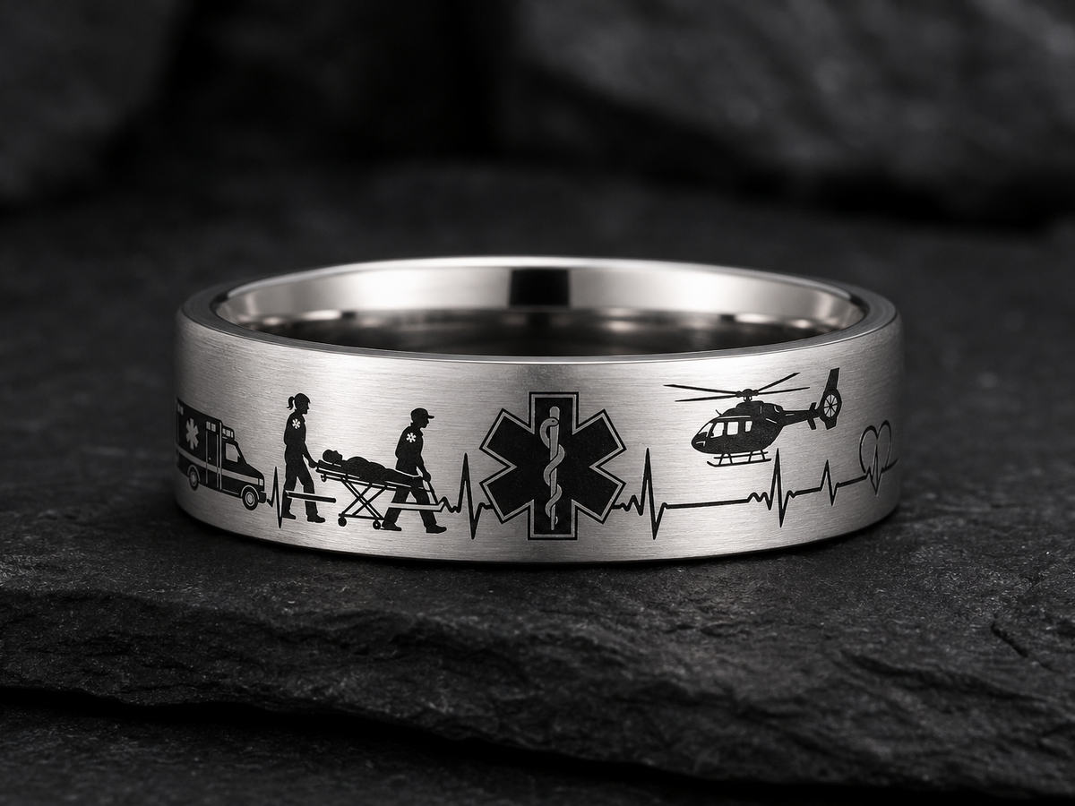 Paramedic Son Ring Story: Steady in the urgent minutes. ring mockup